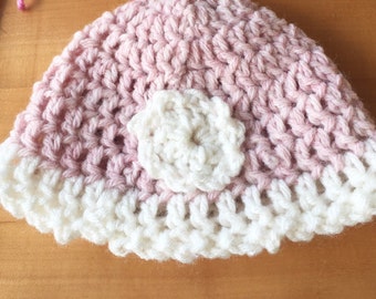 Sweet Crochet Baby Hat in Pink and can be Made to Order in any Color