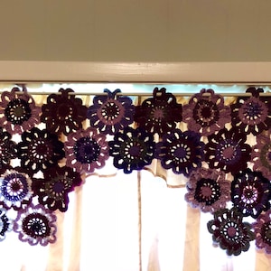 Crochet Flower Curtain in Shades of Purple