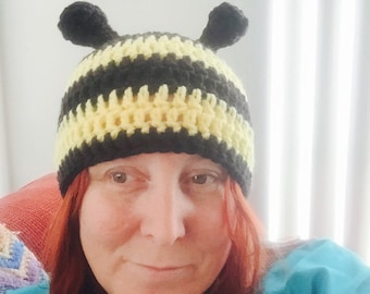 Black and Yellow Bumblebee Crochet Hat