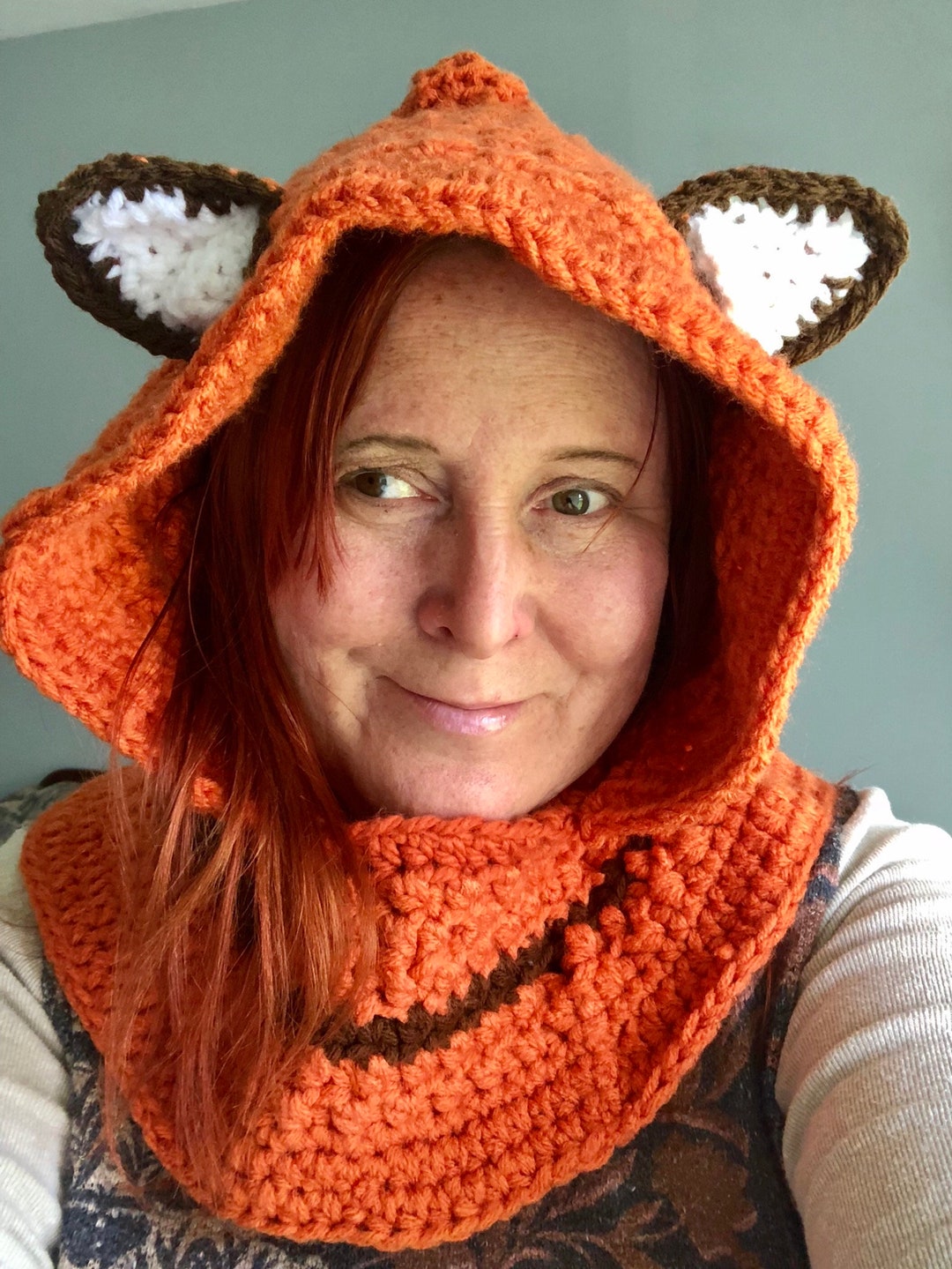 Fox Hoodie With Cowl Etsy