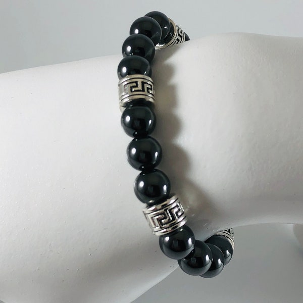 Men & Womens Unisex Magnetic Hematite Therapy with Greek Key spacers bracelets all sizes 6 through 12