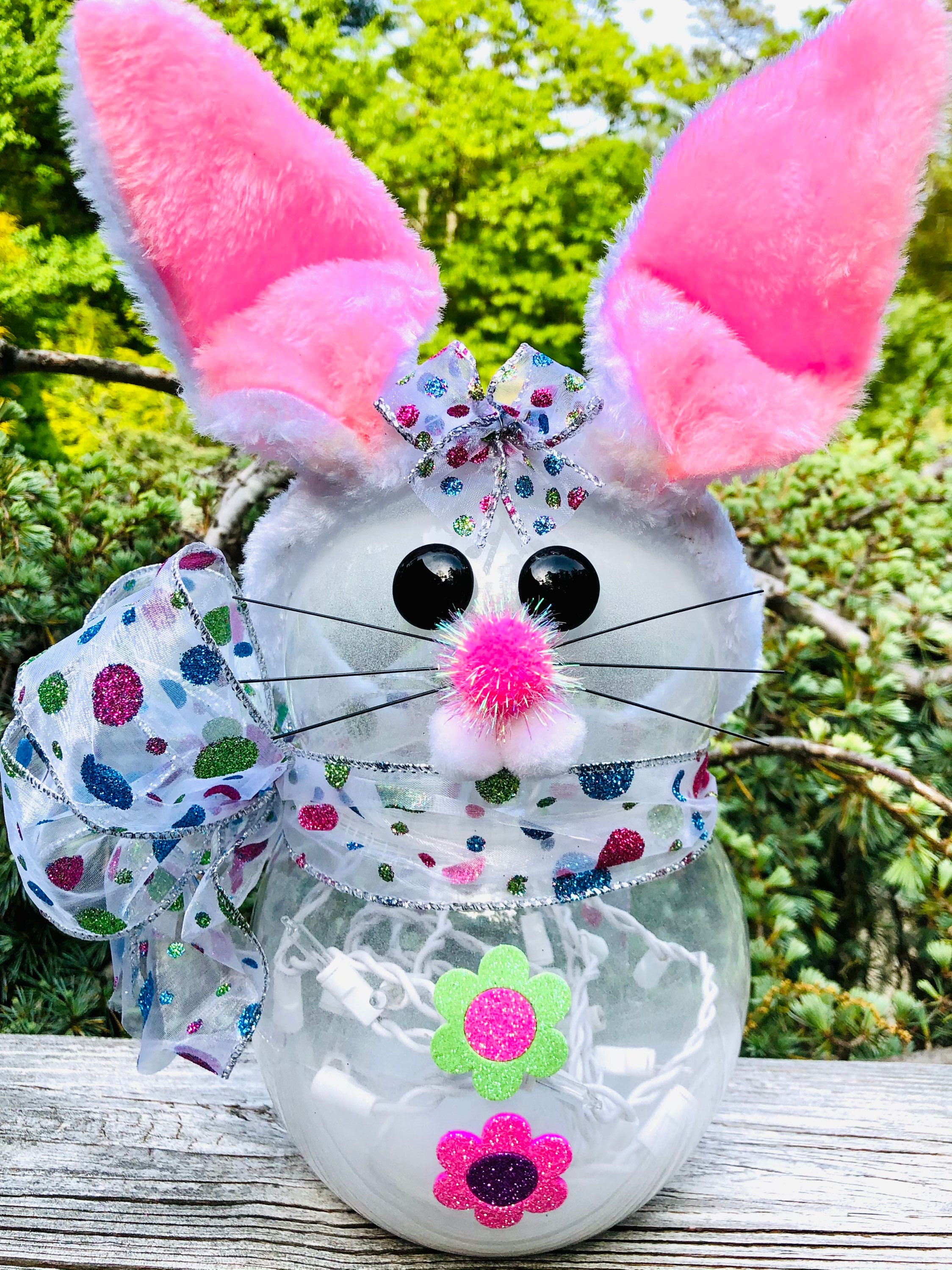 Easter Bunny Rabbit Lamp Night Light With a Clear Sheer Bow Etsy