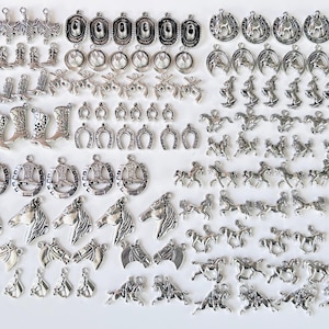 Pferde Charm Pack: Western Cowgirl Stiefel, Hüte, Sättel, 138 verschiedene Charms
