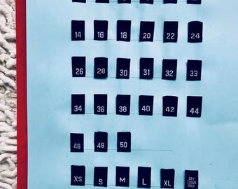 Woven Clothing Size Labels - Sew-in Fabric Tags XS-50