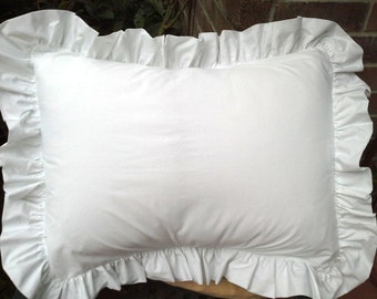 Set of 2 - Ruffled Pillow Shams or 1 Body Pillow Cover, Cotton Pillow Cases, Shams,Ruffled Sheet