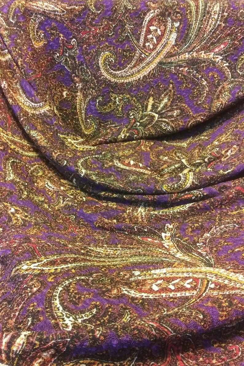 Crinkle Knit Paisley Plum and Gold Fabric 4 yards | Etsy