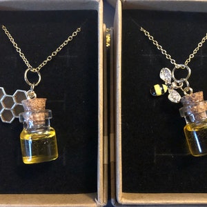 Honey jar necklaces with charms