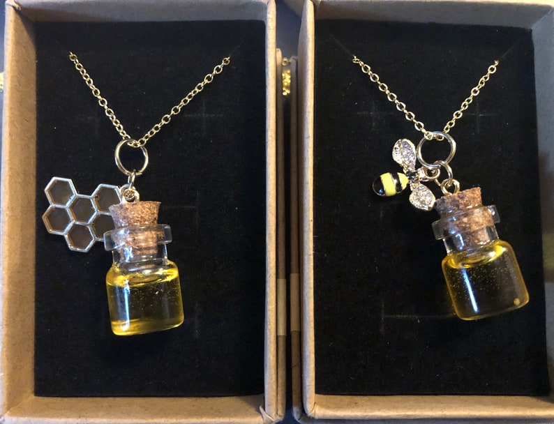 Honey jar necklaces with charms image 1