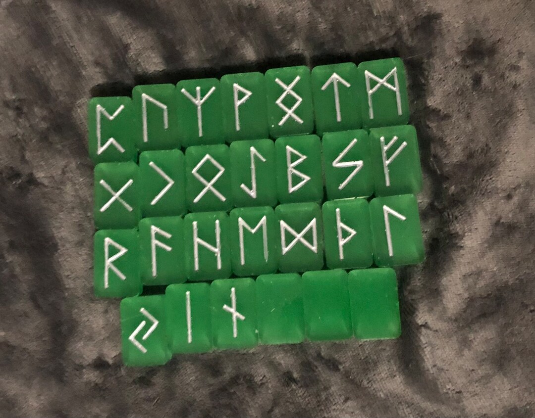 Emerald Rune Emerald Green Resin Elder Futhark Rune Set - Etsy