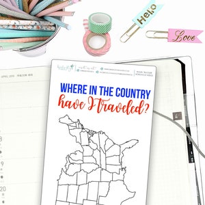 Hobonichi Weeks State Travel Tracker for Note Pages  / Hobonichi Weeks Note Page Stickers / Hobonichi Weeks Functional / State Trackers