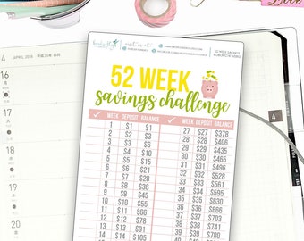 Hobonichi Weeks 52 Weeks Savings Challenge for Note Pages  / Hobonichi Weeks Note Page Stickers / Hobonichi Weeks Functional / Savings Track