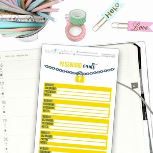 Hobonichi Weeks Password Tracker for Note Pages  / Hobonichi Weeks Note Page Stickers / Hobonichi Weeks Functional / Password Trackers