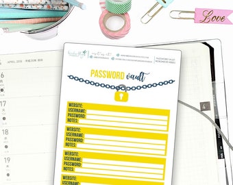 Hobonichi Weeks Password Tracker for Note Pages  / Hobonichi Weeks Note Page Stickers / Hobonichi Weeks Functional / Password Trackers