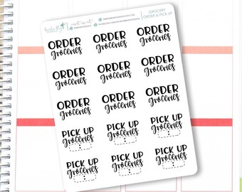 Bestellen boodschappen-pick-up boodschappen stickers/planner kruidenier pick-up stickers/bestel boodschappen, pick-up boodschappen, eten winkelen