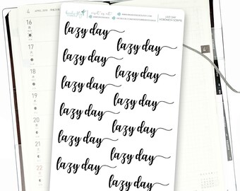 Planner Stickers Lazy Day Words for Hobonichi Weeks / Lazy Day Word Planner Stickers / Script Words for planners and calendar