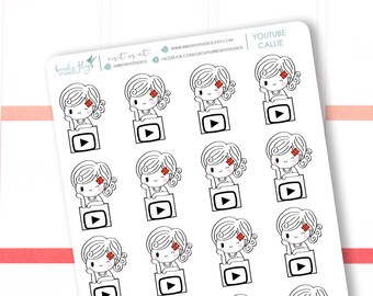 Callie Posts on YouTube Mini Sheets / Planner Character Stickers / Callie The Planner Girl / Planner Character Stickers / Planner