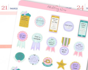 Adulting Win Stickers | Anxiety Stickers for Erin Condren / Introvery Stickers / Adult Awards Stickers
