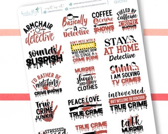 Planner Stickers True Crime Quotes Words / True Crime Planner Stickers / Snarky Funny Quotes for planners and calendar