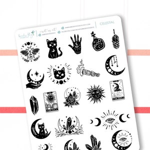 Planner Stickers Celestial Magic  / Magic Witchy Planner Stickers / Sun, Moon, Stars, Crystals for planners and calendar