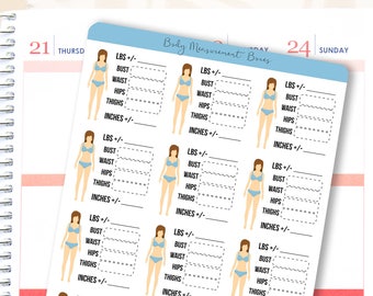 Body Measurement Box Erin Condren Stickers | Weight Loss Stickers for ECLP / Measurement Planner Stickers / Weight Loss Stickers for Planner