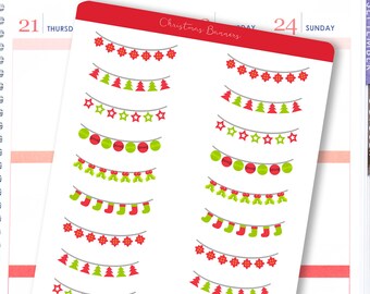 Christmas Banner Stickers / Decorative Christmas Stickers for Erin Condren / Christmas Decor Stickers / Christmas Planner Stickers