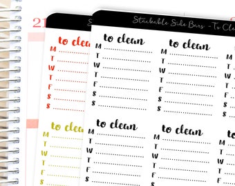 To Clean Planner Sticker | Side Bar Stacks for Erin Condren Planner Sticker / Stackable Sticker / Side Bar Tracker