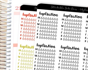 Hydration Water Tracker Planner Sticker | Water Tracker Hydration Side Bar Stickers for Erin Condren / Sidebar Sticker / Side Bar Tracker