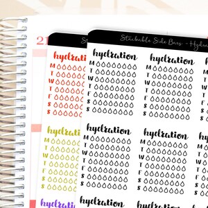 Hydration Water Tracker Planner Sticker | Water Tracker Hydration Side Bar Stickers for Erin Condren / Sidebar Sticker / Side Bar Tracker