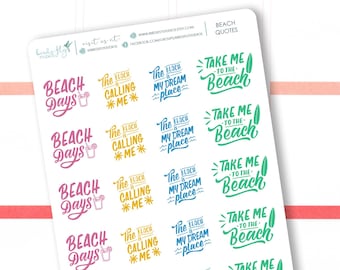 Planner Stickers Beach Quotes / Summer Beach Planner Stickers / Outdoor Travel Quotes for planners