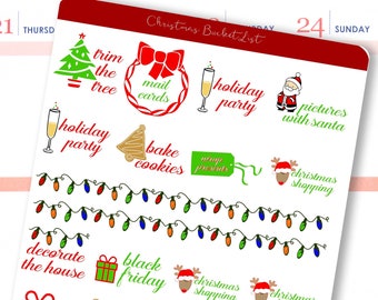 Christmas Bucket List Stickers / Christmas To Do List Sticker / Planner Winter Holiday Christmas Stickers for Erin Condren  / Xmas reminder