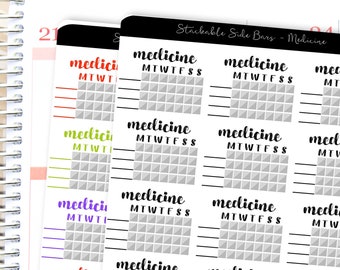 Medicine Planner Sticker | Side Bar Stacks for Erin Condren Planner Sticker / Stackable Sticker / Side Bar Tracker