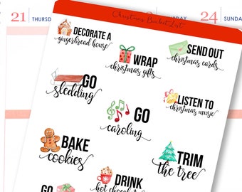 Planner Stickers Christmas Bucket List / Christmas To Do List / Christmas for planners & calendars