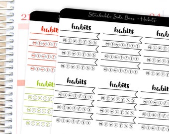 Habits Planner Sticker | Side Bar Stacks for Erin Condren Planner Sticker / Stackable Sticker / Side Bar Tracker