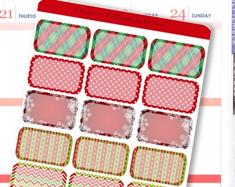 Christmas Patterned Half Box Stickers | Half Box for ECLP Stickers / Christmas Mix Half Box Stickers for Erin Condren Planner / Christmas