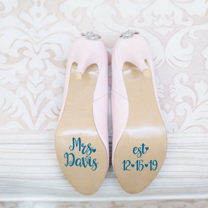 Mrs. Est. Wedding Shoe Decal - Vinyl Decal for Bride Shoes / Wedding Shoes / Wedding Decoration / Pick your Mrs. Wedding Vinyl Decal Color