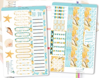 June MONTHLY Kit Planner Stickers 006 | Monthly Spread for Erin Condren  / Stickers for ECLP / Themed Monthly Planner Stickers