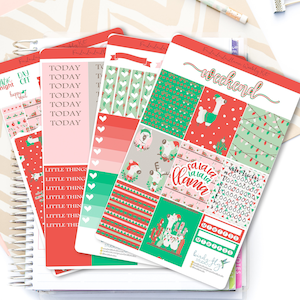 Kerst Llama premie per Kit Stickers / kerst wekelijks voor Erin Condren / per functionele Kits / Washi, Full Box