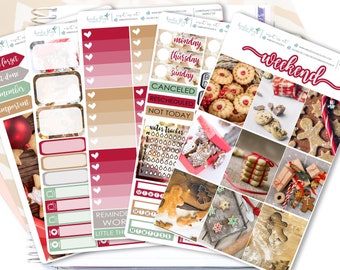 Christmas Cookies Weekly Kit Stickers / Christmas Weekly for Erin Condren / Weekly Functional Kits / Washi, Full Box