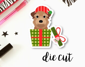 Christmas Dog Cardstock Die Cut | Single Cardstock Die Cut for Planners, Journals, Scrapbooking, TNs