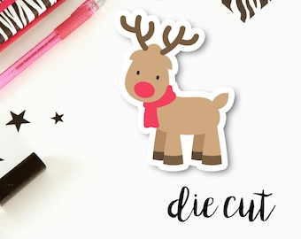 Cardstock Die Cut Christmas Reindeer | Single Cardstock Diecut for Planners, Journals, Scrapbooking, TNs / Foxy Fix, Traveler's Notebook