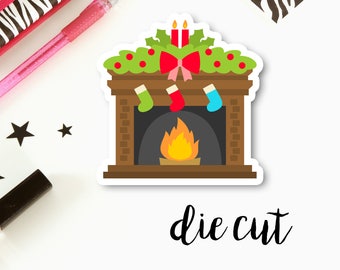 Christmas Fireplace Mantel Cardstock Die Cut | Single Cardstock Die Cut for Planners, Journals, Scrapbooking, TNs