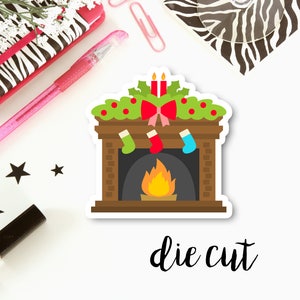 Kerst open haard Mantel Cardstock sterven gesneden | Enkele Cardstock matrijs gesneden voor Planners, tijdschriften, Scrapbooking, TNs