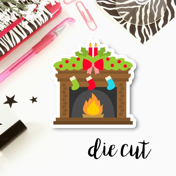 Christmas Fireplace Mantel Cardstock Die Cut | Single Cardstock Die Cut for Planners, Journals, Scrapbooking, TNs