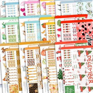 Full Year MONTHLY Kit Planner Stickers 000 | Monthly Spread for Erin Condren / Themed Monthly Planner Stickers / Full Year Stickers