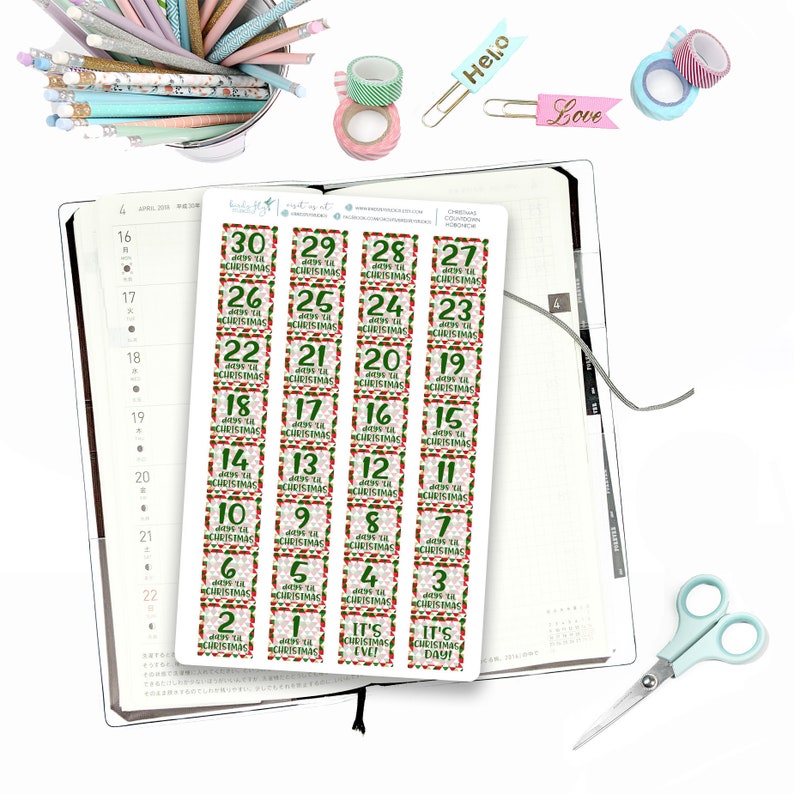 Hobonichi Weeks Christmas Countdown Column Squares / Hobonichi Weeks Column Squares / Hobonichi Weeks Functional / Christmas Countdown image 1