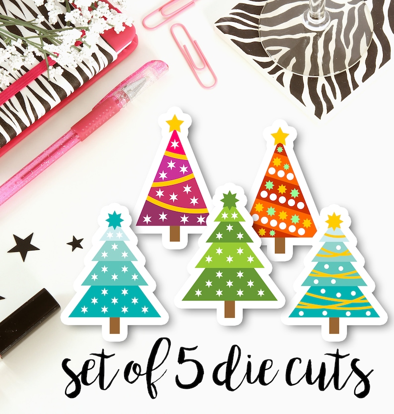 Cardstock Die Cut Christmas Trees Set of 5 Cardstock Die Cut Etsy