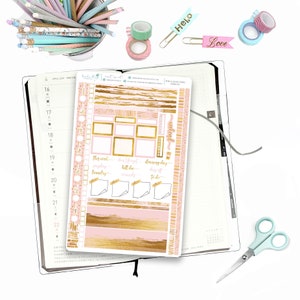 Hobonichi Weeks Weekly Kit Pink and Gold / Hobonichi Weeks Weekly Spread / Themed Weekly Kits / Pink & Gold Hobo Weeks, Weekly Kit
