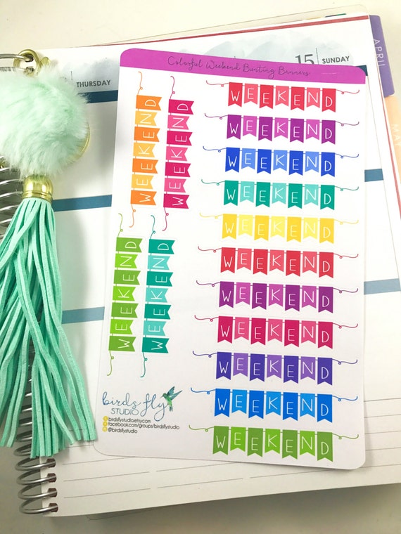 garland stickers Banner stickers planner stickers Instant download Weekend Banner Stickers Silhouette CUT File STR062 Erin Condren