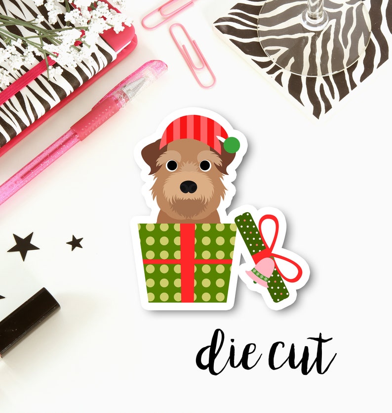 Single Cardstock Die Cut for Planners Scrapbooking Christmas Dog Cardstock Die Cut TNs Journals