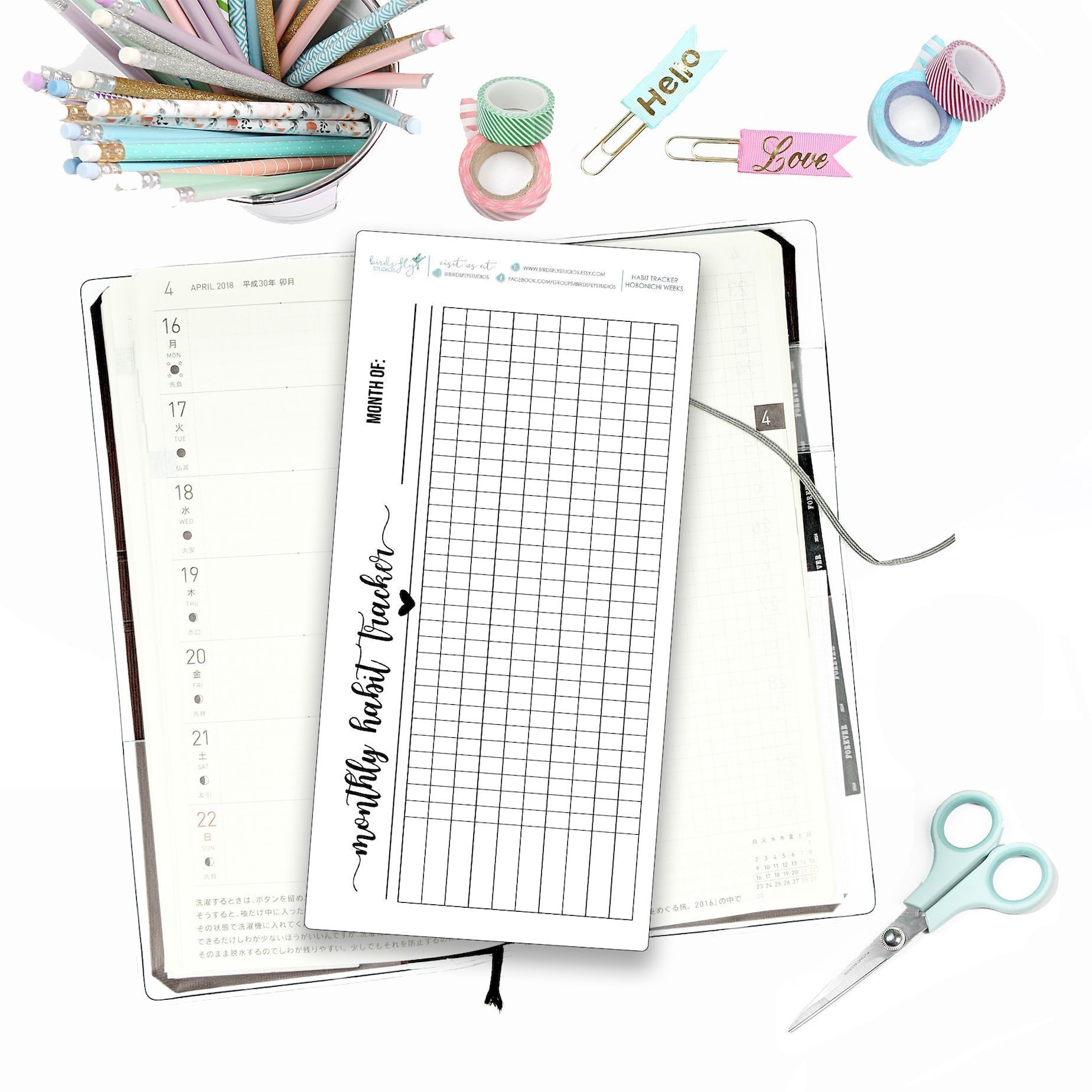 Hobonichi Weeks Monthly Habit Tracker for Note Pages / Etsy Hobonichi Weeks Monthly Habit Tracker for Note Pages / Etsy
